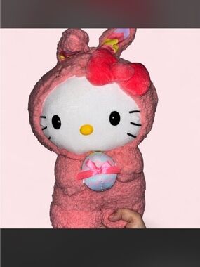 Hello Kitty Pink Plush Bunny Costume with Bow and Egg